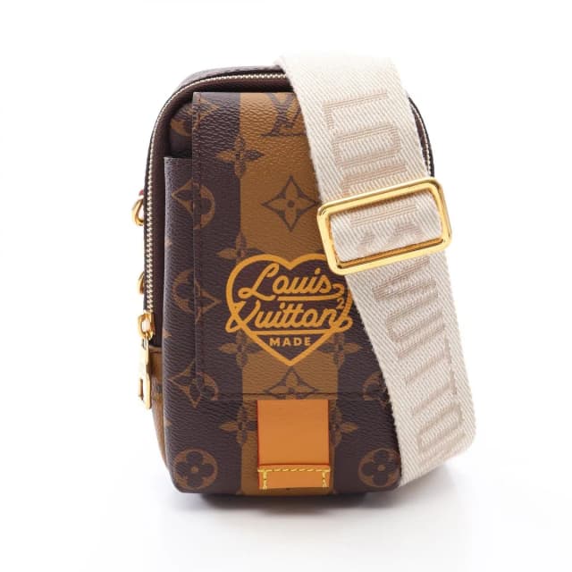 Shoulder Bag Double Phone Pouch Monogram Stripe Canvas Leather LV in Canvas from The Reluxe, photo 1 of 1