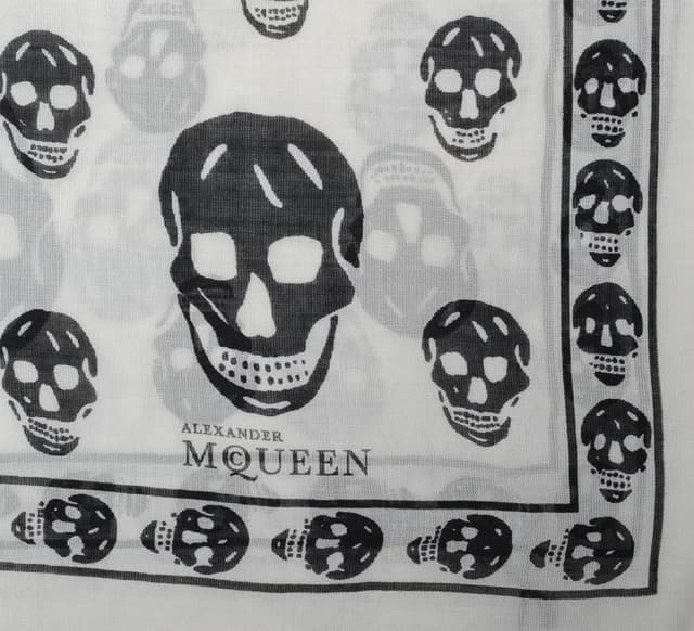 Alexander McQueen Classic Skull Scarf Pashmina, Ivory/Black, image 1 of 1 from Cultstatus