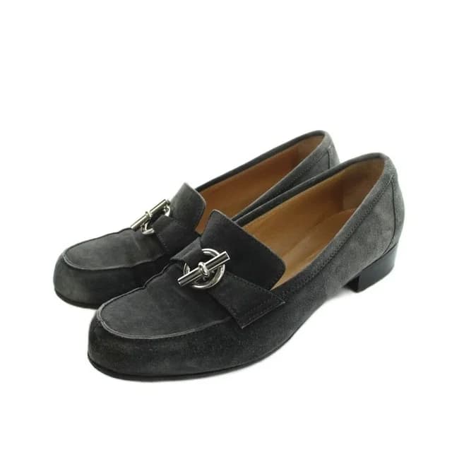 Hermès Chaine D'Ancre Loafers Moccasins Suede Leather Gray 37 in Grey Suede from The Reluxe, photo 1 of 1