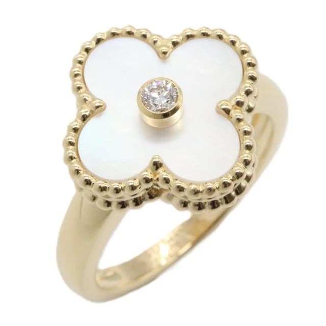 Van Cleef & Arpels Ring Vintage Alhambra Mother of Pearl 18k Diamond from The Reluxe, photo 1 of 1