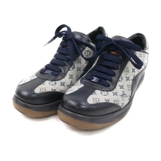 Louis Vuitton Women's 36 Navy Monogram Mini Lin Sneaker in Navy Leather from Bagriculture, photo 1 of 1