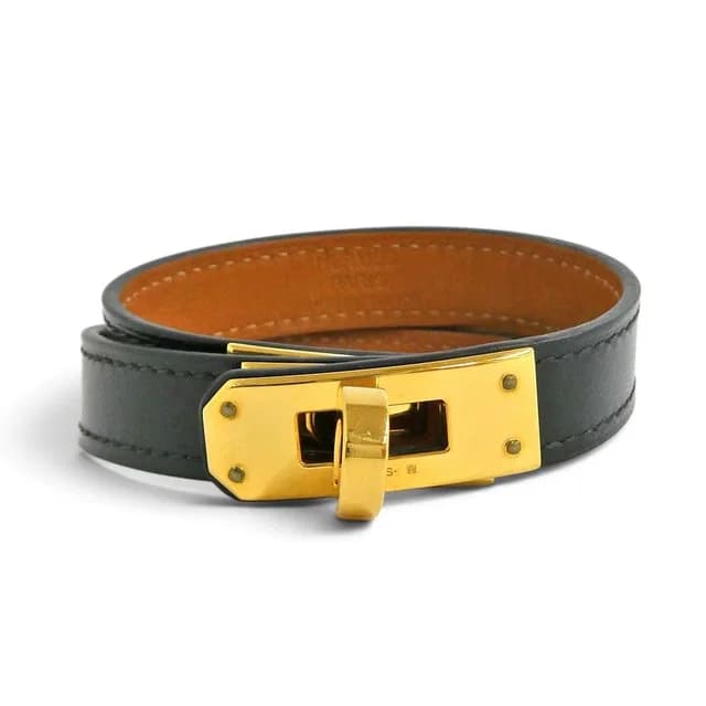 Hermès Leather Bracelet Kelly Double Tour Box Calf Black Gold T2 in Black Box leather from The Reluxe, photo 1 of 1