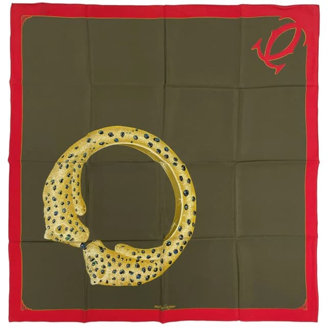 Cartier Scarf Panthere Silk Red Green in Red Silk from The Reluxe, photo 1 of 1