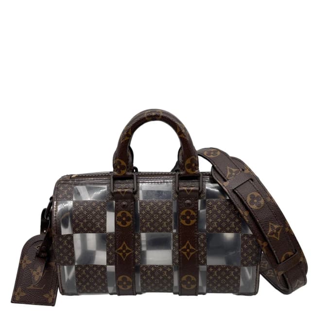 Louis Vuitton Keepall 25 Bandouliere Chess PVC Monogram Canvas Travel Bag Brown in Brown Coated canvas from Dallas Designer Handbags, photo 1 of 1
