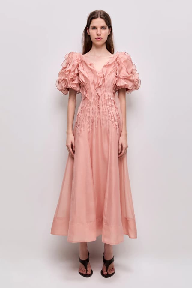 AJE Seraphina Midi Dress in STONE ROSE, image 1 of 1 from Aje