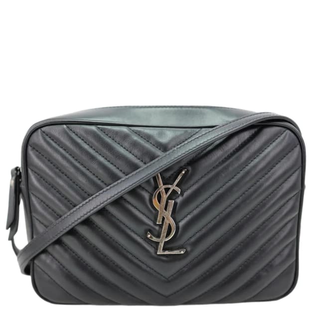 Saint Laurent Lou Camera Chevron Leather Crossbody Bag Black in Black Leather from Dallas Designer Handbags, photo 1 of 1