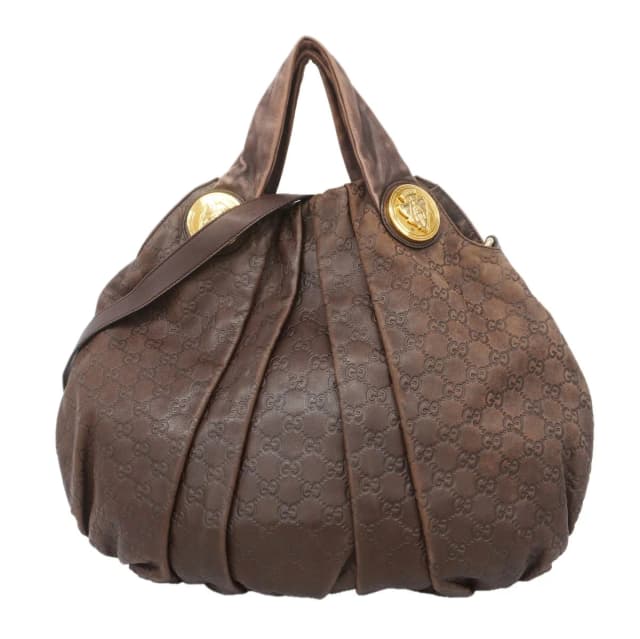 Gucci Handbag Guccissima Leather Brown Champagne Gold 2-Way Bag in Brown Leather from The Reluxe, photo 1 of 1
