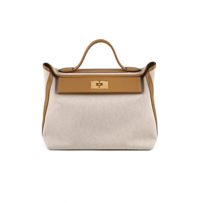 Hermès 24/ 35 Toile and Swift Ecru/ Sesame Z Stamp in Swift leather from The Purse Affair, photo 1 of 1