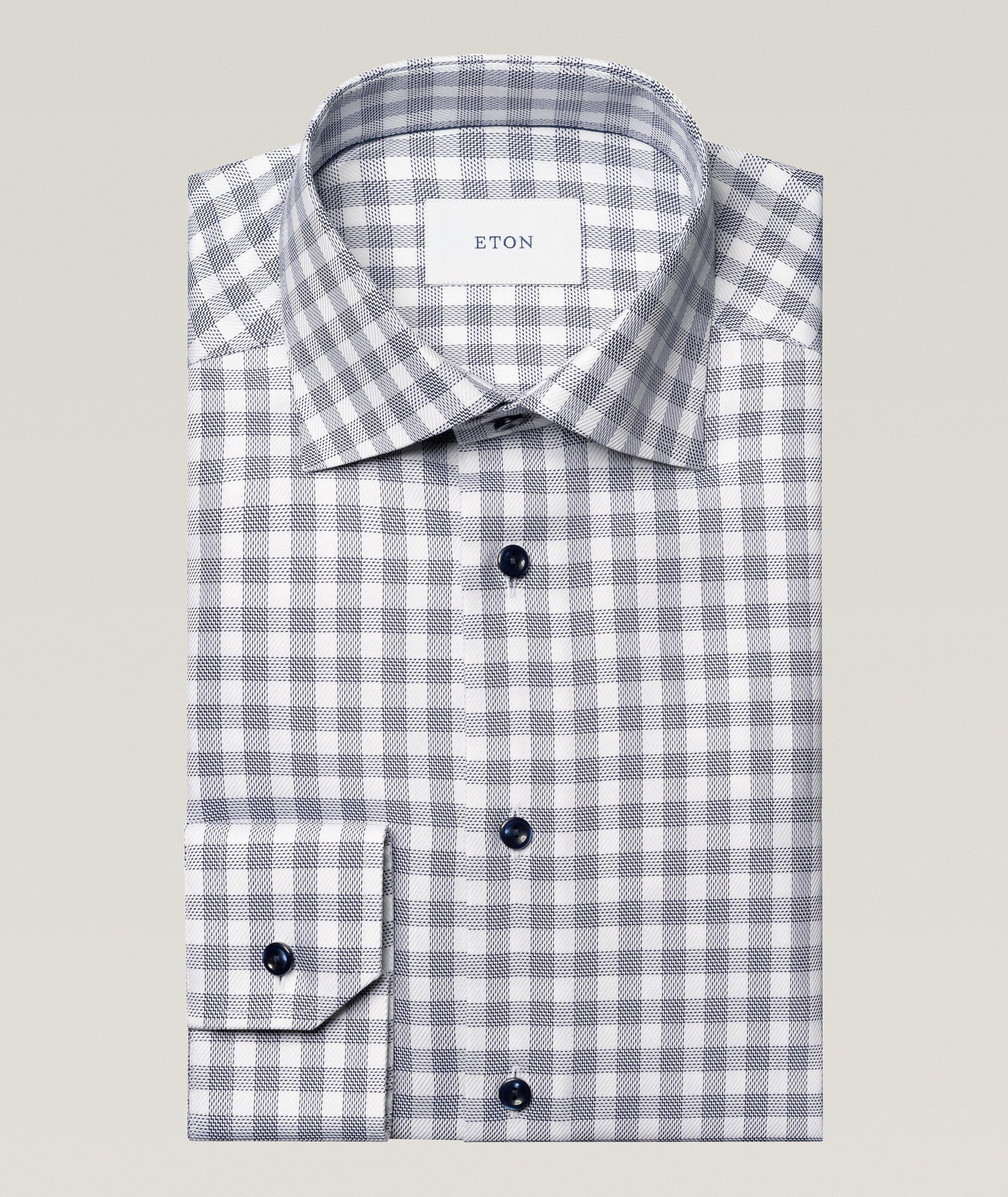 Eton Contemporary-Fit Check Twill Dress Shirt in Blue Cotton & Cotton Blends, image 1 of 1 from Harry Rosen