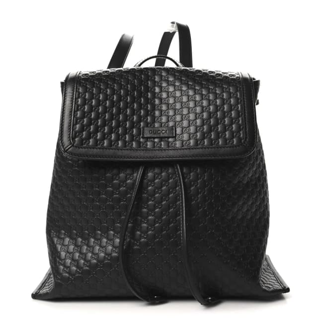 Gucci Microguccissima Drawstring Backpack Leather Bag - Black in Black Leather from H&T, photo 1 of 1