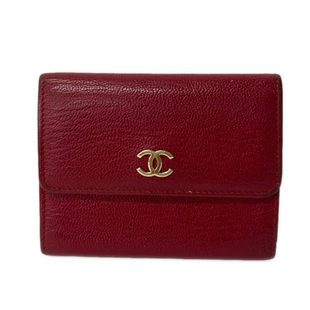 Chanel Trifold Wallet Red CC Logo Gold Leather in Red Leather from The Reluxe, photo 1 of 1