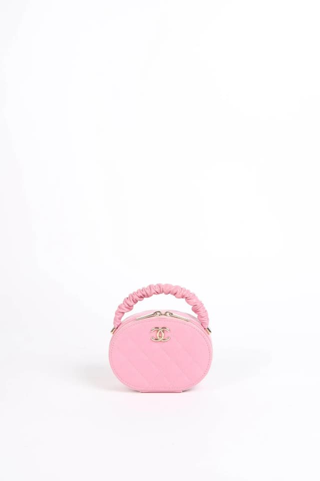 2021 Chanel Bubblegum Pink Mini Top Handle Vanity Case in Pink Lambskin from Break Archive, photo 1 of 1