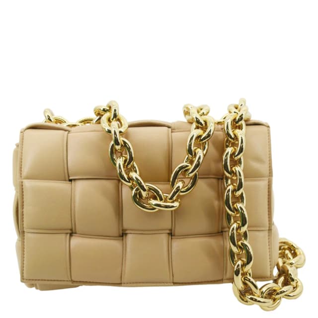 Bottega Veneta Chain Cassette Padded Leather Crossbody Bag Caramel in Leather from Dallas Designer Handbags, photo 1 of 1