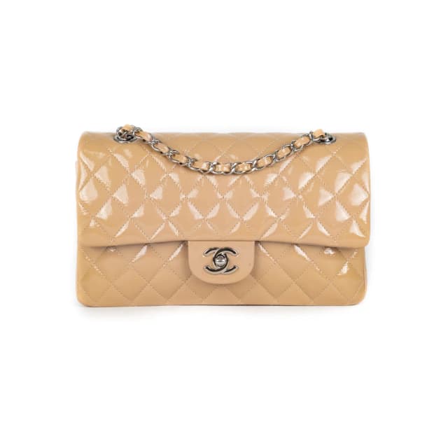 Chanel Patent Medium Classic Flap Beige in Beige Patent leather from The Purse Affair, photo 1 of 1