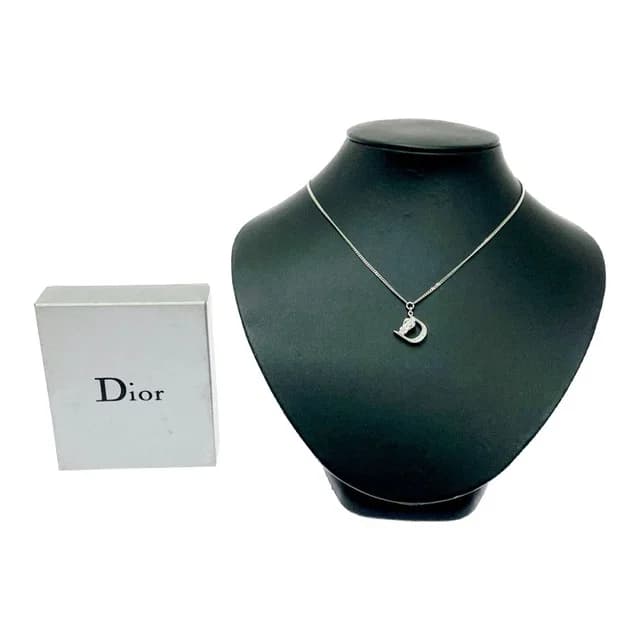 Dior Plated D Logo Belt Necklace Silver in Silver from The Reluxe, photo 1 of 1