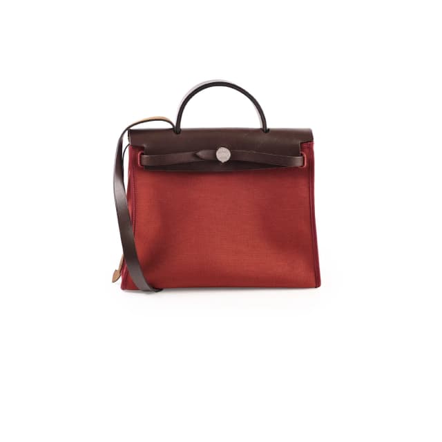 Hermès Herbag 31 PHW Rouge R Square Stamp in Red Canvas from The Purse Affair, photo 1 of 1