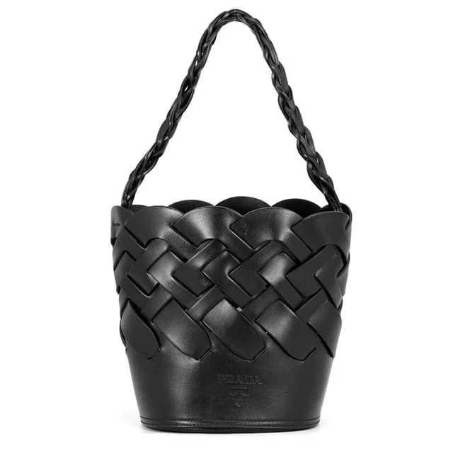 Prada Shoulder Bag Braided Leather Black in Black Leather from The Reluxe, photo 1 of 1