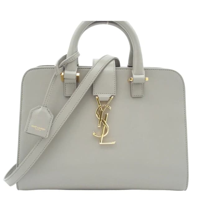 Saint Laurent Baby Cabas Gray Leather 2-Way Shoulder Bag in Grey Leather from The Reluxe, photo 1 of 1