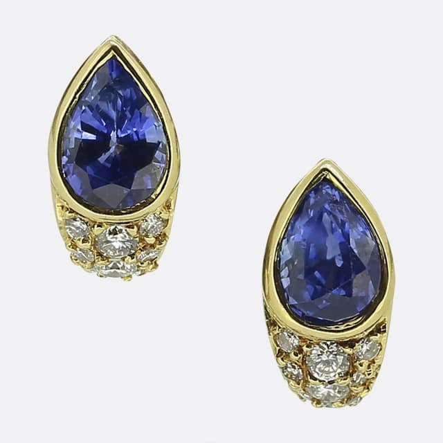 Boucheron Vintage Sapphire Diamond Earrings from The Vintage Jeweller, photo 1 of 1