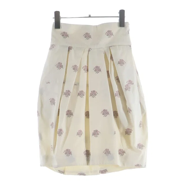 Dior High Waist Floral Print Knee Length Skirt Flower Embroidery Ivory Pink 34 in White from The Reluxe, photo 1 of 1