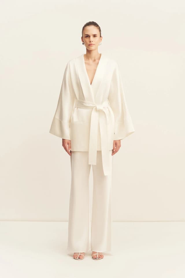 Shona Joy SAVANNA BELTED JACKET - IVORY, image 1 of 1 from Shona Joy