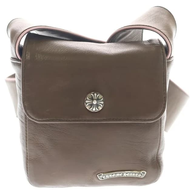Chrome Hearts Hot Pot Cross Ball Button Leather Shoulder Bag Brown Silver in Brown Leather from The Reluxe, photo 1 of 1