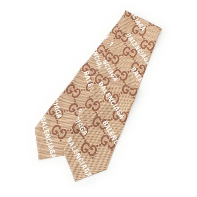 Gucci the Hacker Maxi GG Neck Bow Scarf Beige in Beige Silk from The Reluxe, photo 1 of 1