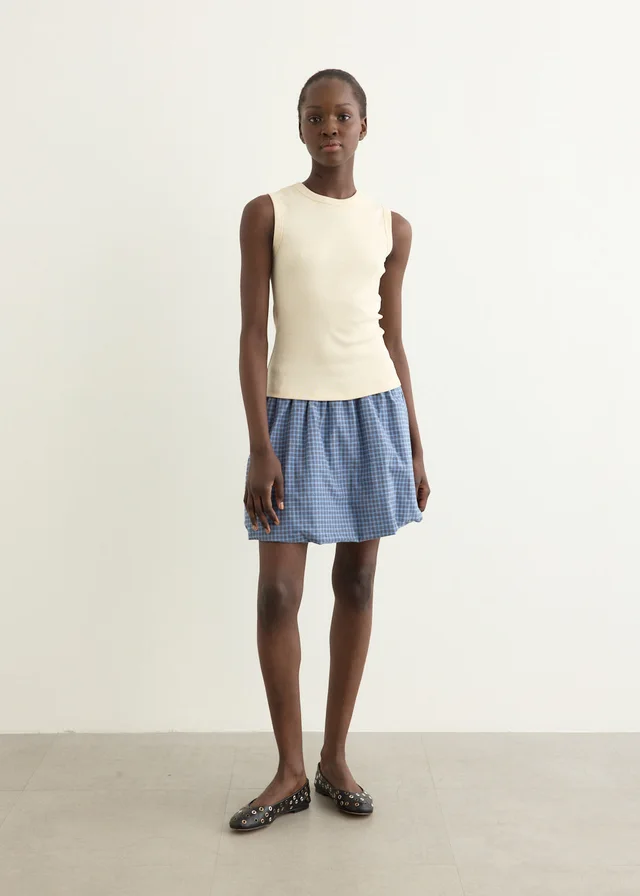 Baum und Pferdgarten Sanda Skirt in Blue Flannel Check, image 1 of 1 from Incu