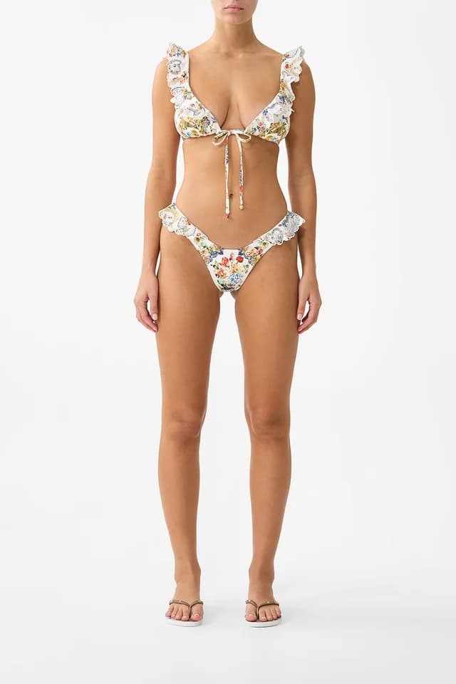Camilla eBoutique TIE FRONT TRI BIKINI TOP WITH FRILL NECK THE POTTERY PARLOUR, image 1 of 1 from CAMILLA