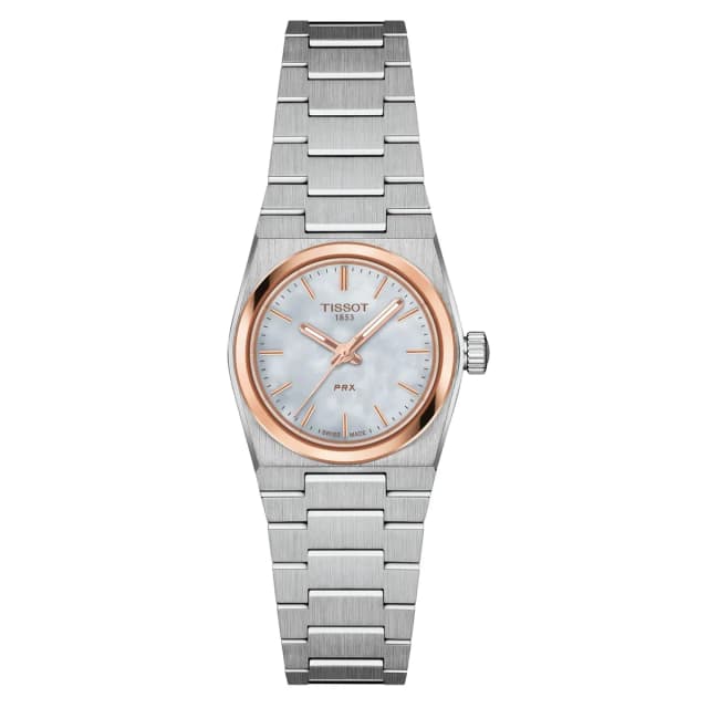 Tissot T-Classic PRX 25mm Ladies Watch Mother of Pearl in silver|gray from WatchesOfSwitzerland, photo 1 of 1