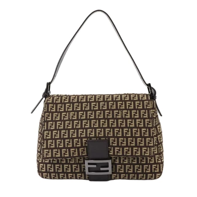 Fendi Zucchino Mamma Baguette Shoulder Bag Canvas Brown Gunmetal in Brown Canvas from The Reluxe, photo 1 of 1
