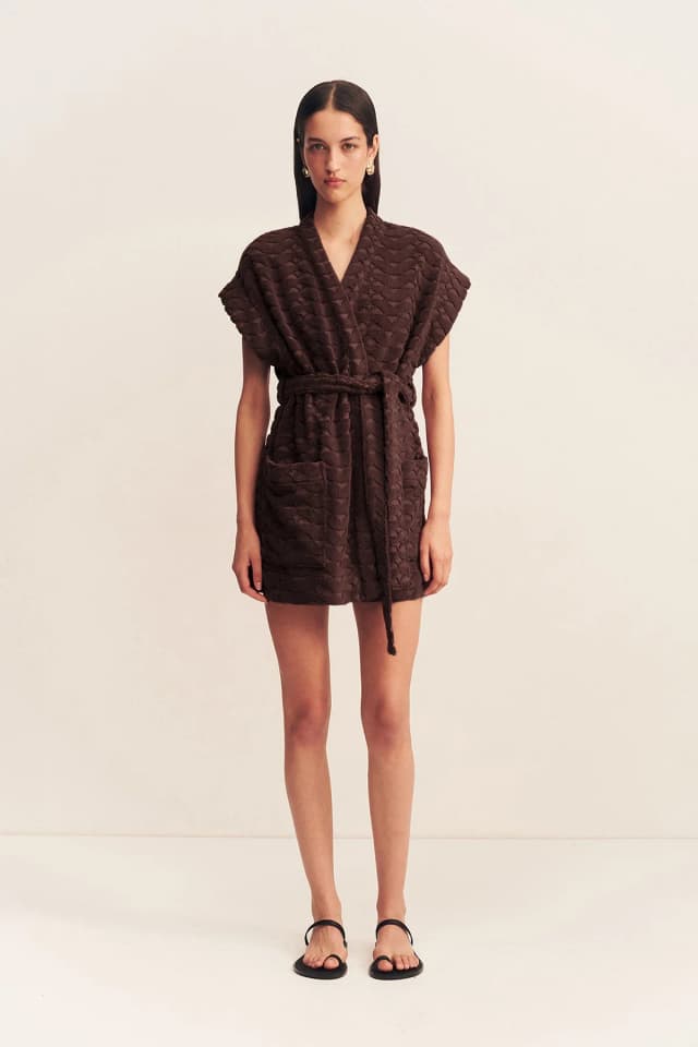 Shona Joy PAULINE SLEEVELESS ROBE - ESPRESSO, image 1 of 1 from Shona Joy