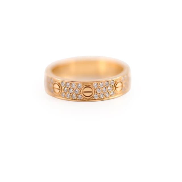 Cartier Classic Love Pave Rose Gold Size 54 Ring in Pink from The Purse Affair, photo 1 of 1