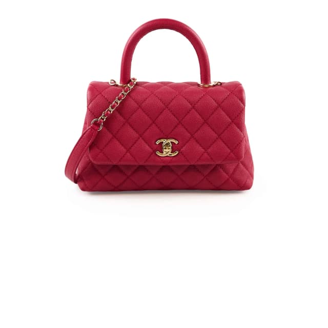Chanel Coco Handle Small Caviar Raspberry Red/Pink (30 Series) in Red Caviar leather from The Purse Affair, photo 1 of 1