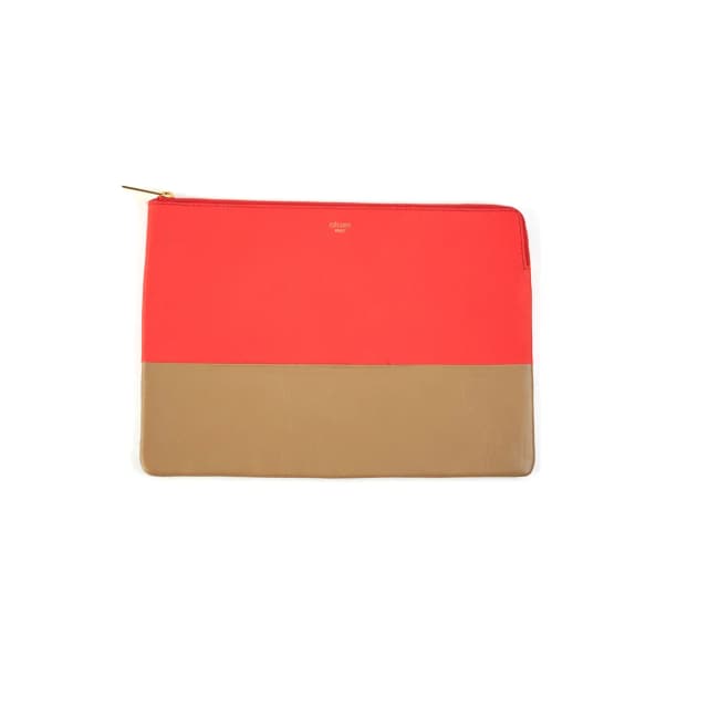 Celine Pouch Red/Taupe in Taupe Calfskin from The Purse Affair, photo 1 of 1