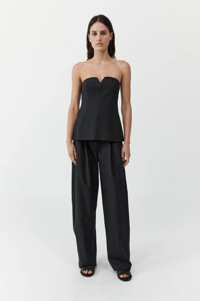 St Agni Wool Pinstripe Strapless Bodice - Fine Pinstripe, image 1 of 1 from St. Agni