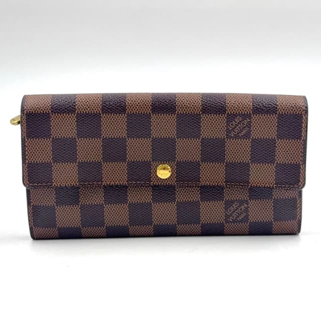 Louis Vuitton Portefeuille Sarah Damier Ebene Leather Brown Bifold Wallet Gold in Brown Leather from The Reluxe, photo 1 of 1