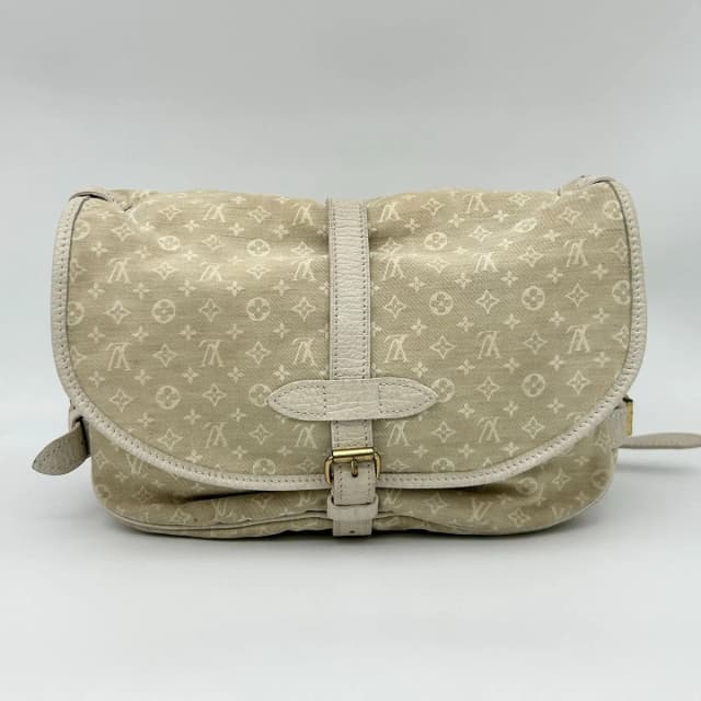 Louis Vuitton Monogram Mini Lin Saumur 30 Crossbody Shoulder Bag Dune White in White Canvas from The Reluxe, photo 1 of 1