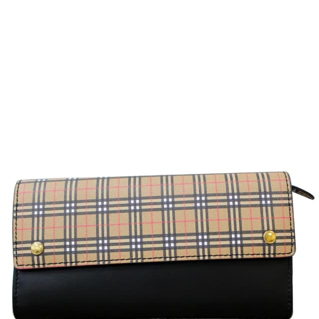 Burberry Small Scale Continental Check Leather Wallet Black in Black Leather from Dallas Designer Handbags, photo 1 of 1