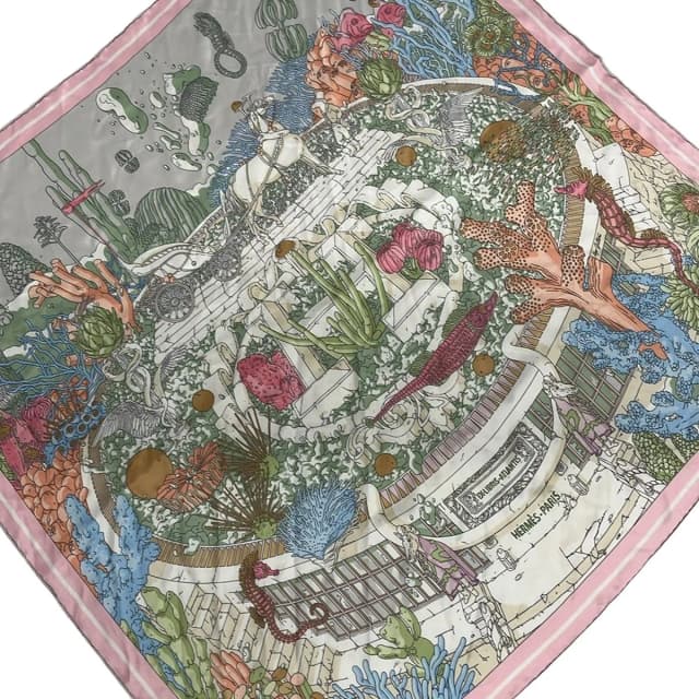 Hermès Scarf Carre 70 Pearl Gray Rose Pale Ciel Ex-Libris Atlantis in Pink from The Reluxe, photo 1 of 1