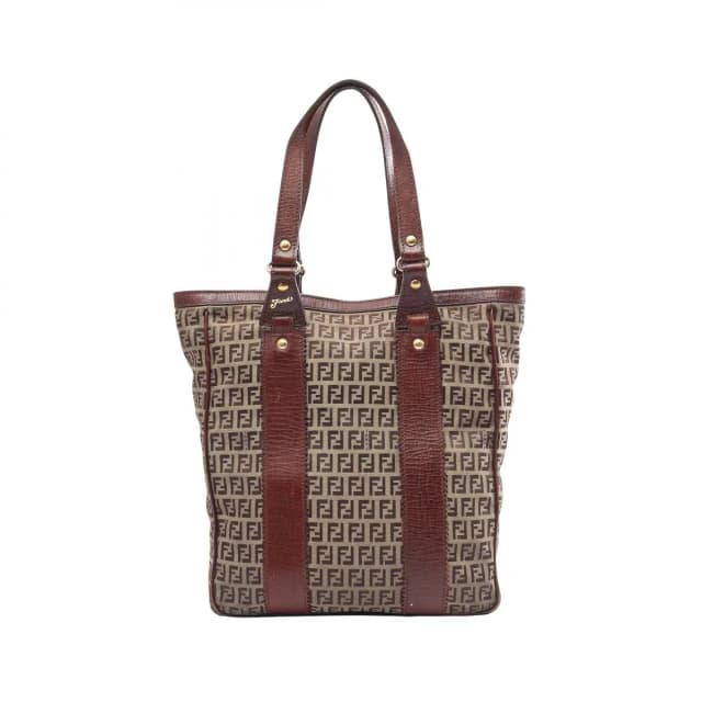 Fendi Tote Bag Zucchino Brown Canvas Leather in Brown Canvas from The Reluxe, photo 1 of 1
