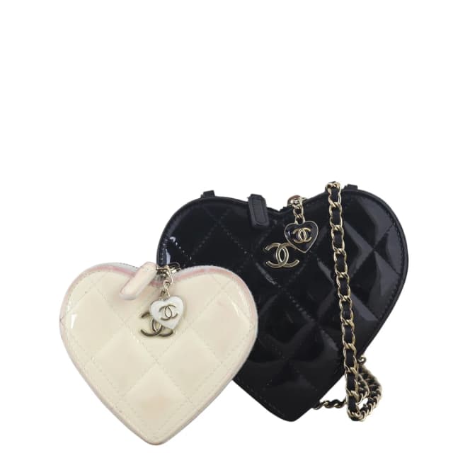 Chanel CC Double Heart Clutch With Chain in Patent leather from Luxe.It.Fwd, photo 1 of 1