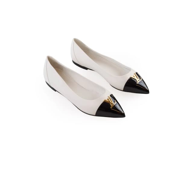 Louis Vuitton Capucine Ballet Flats White/Black - Size 37 in Black Calfskin from The Purse Affair, photo 1 of 1