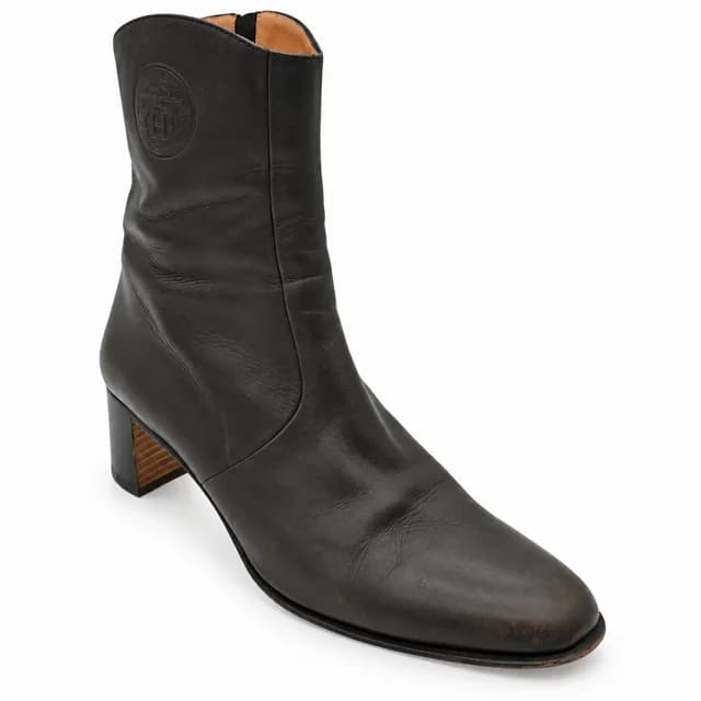 Hermès Dark Brown Leather Ankle Booties in Brown Leather from Clotheshorse Anonymous, photo 1 of 1