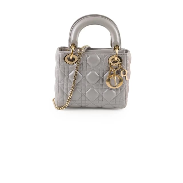 Lady Dior Mini Grey GHW in Grey Lambskin from The Purse Affair, photo 1 of 1