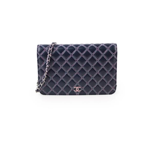Chanel Quilted Lambskin WOC Double Stitched Wallet On Chain Navy in Navy Lambskin from The Purse Affair, photo 1 of 1