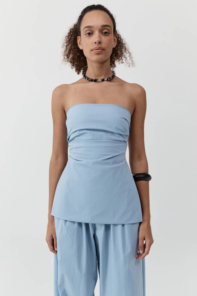 St Agni Strapless Tie Back Top - Sky, image 1 of 1 from St. Agni