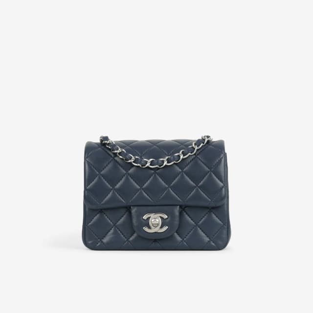 Chanel Mini Square - Navy Lambskin | Silver Hardware in Navy Lambskin from Bagista, photo 1 of 1