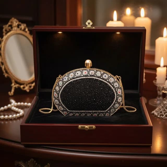Judith Leiber Black And Gold Crystal Clutch in black|gold from Poshmark, photo 1 of 1