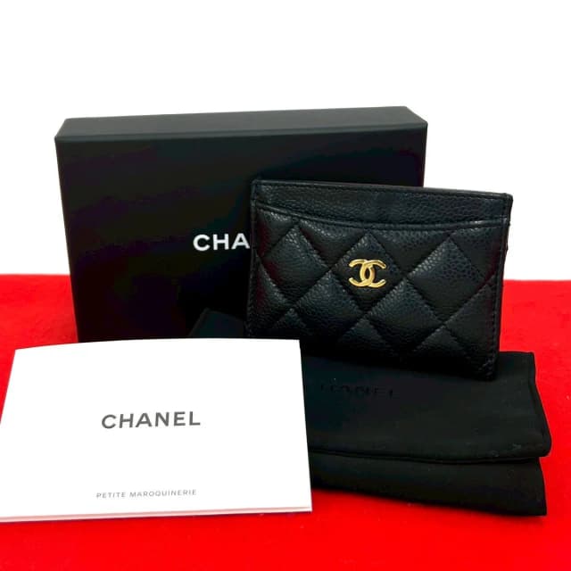 Chanel Box And Seal Quilted CC Logo Caviar Leather Card Case Black in Black Caviar leather from The Reluxe, photo 1 of 1